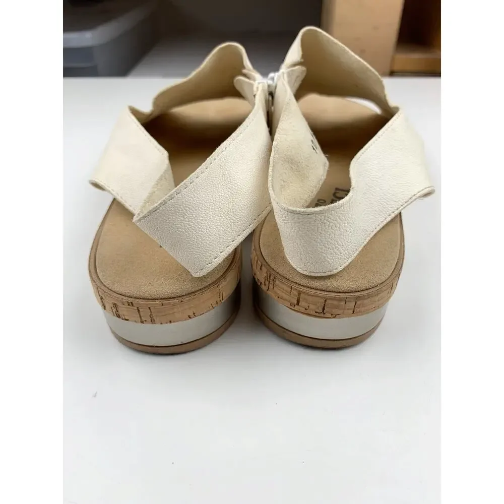 Sesto Meucci Sandals Cream Leather Wedge Heel Comfort Italy Women's 10 Narrow
